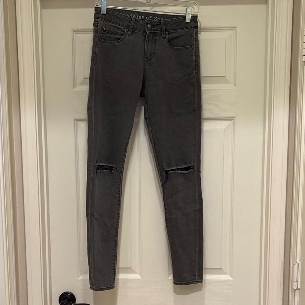 Articles of Society Women's Gray Distressed Skinny Stretch Jeans Size 25